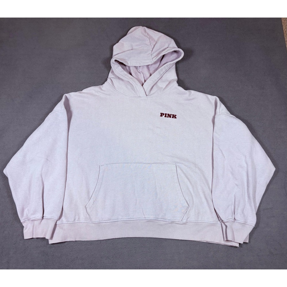 PINK Victoria's Secret Hoodie Womens XXL Lavender Pullover Fleece Logo Graphic